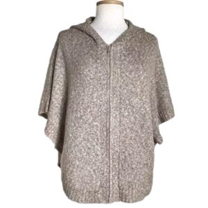 Fever Hooded Sweater Poncho Size S/M Hooded‎ Bat Sleeves Front Zipper